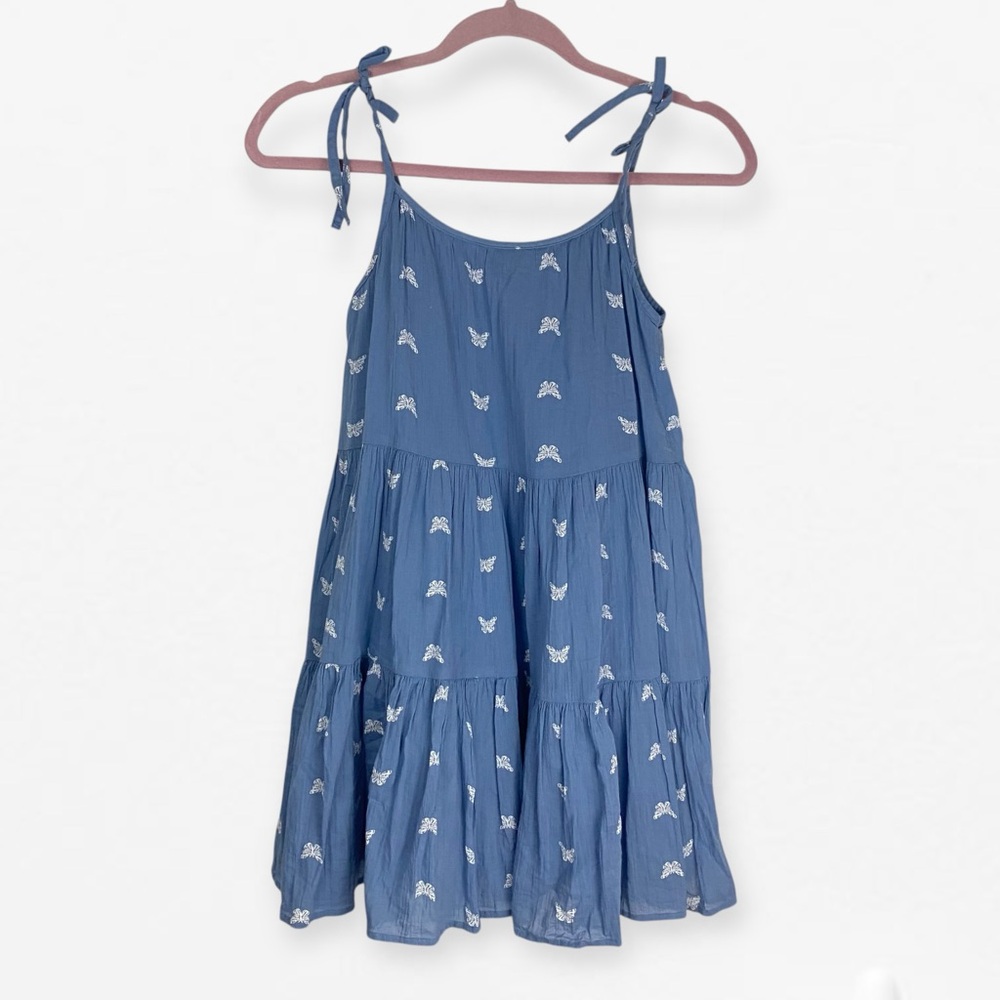 Girls Old Navy Light Blue Sundress with Butterfly Print M 8